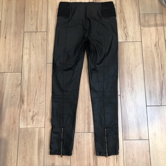 ANGL Black Faux Leather Moto Hi Rise Legging Pants W/ Zippers - Picture 5 of 8